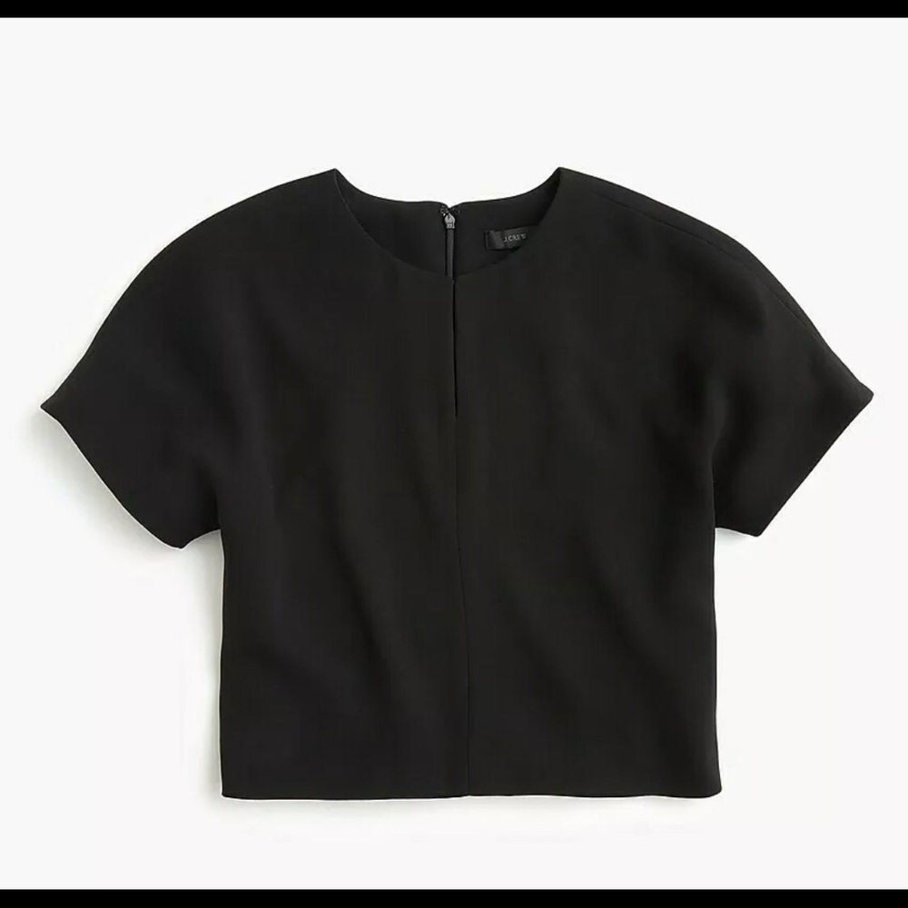 NWT J Crew short sleeved cropped crepe wool shirt